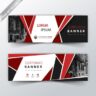 Red origami shape banner header template